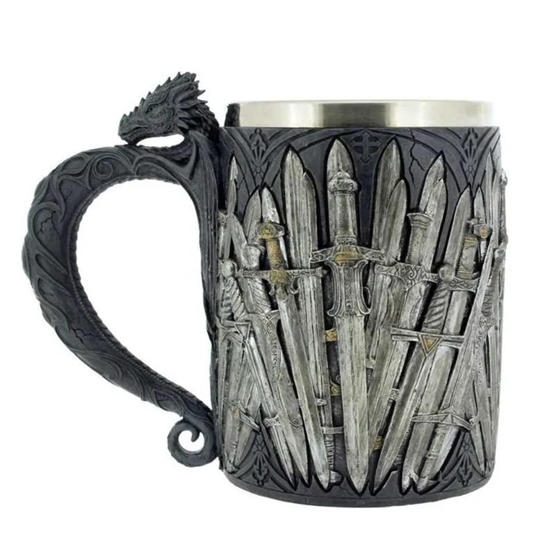 Game of Thrones Dragon Iron Sword Coffee Mugs Stainless Steel Resin Cups and Mugs Creative Drinkware Mark