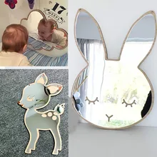 Miroir mural en bois acrylique de style nordique, accessoires de caméra de dessin animé, décoration murale de chambre d'enfants, autocollants muraux de miroir