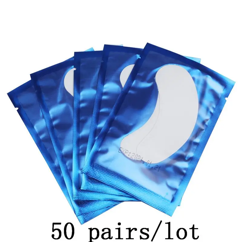 Eyepads 50/100/200 пар бумажные патчи для ресниц накладки под глаза ресницы, глаза патчи Безворсовая Ткань Для женщин Eyepads наращивание ресниц инструменты - Цвет: Blue 50