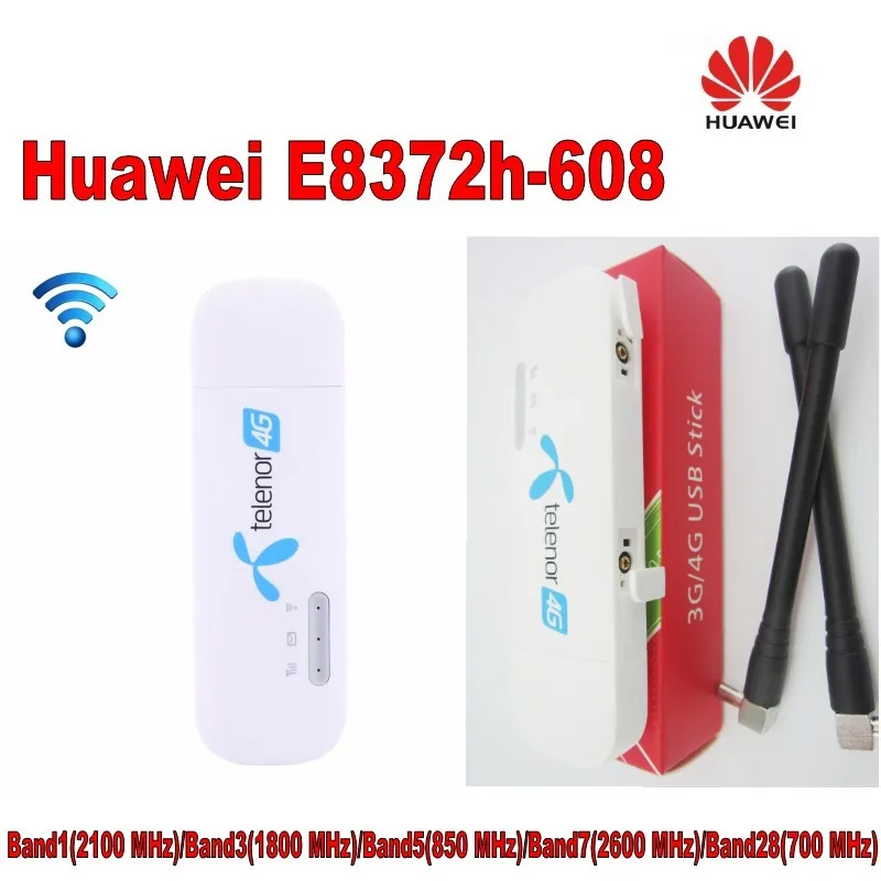  Desbloqueado nuevo Huawei E8372 E8372h-608 Plus antena y adaptador usb 4G LTE 150 Mbps módem inalám