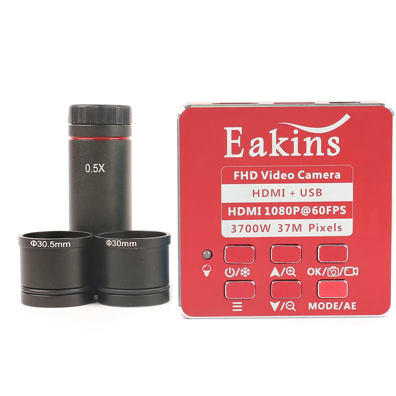  Eakins 37MP HDMI USB Video digital Industrial Microscope Camera+0.5X Eyepiece Adapter For Stereo mi