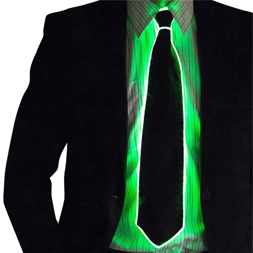 Электро-галстук светодиодный светящийся мерцающий свет полосатый светящийся галстук мужские Клубные костюмы для косплейной вечеринки светящиеся принадлежности бар шоу - Цвет: Fluorescent green