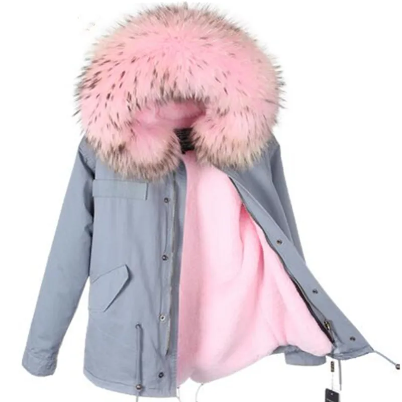2016 New Lady Parkas Female Jacket Real Large Raccoon Fur Winter Coat Women Jacket Coats Collar Thicken Warm Padded Cotton