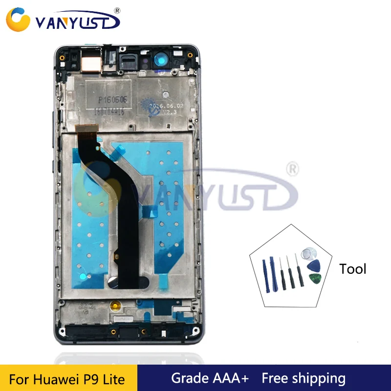 

100% Tested Grade AAA LCD Screen Touch Digitizer Assembly For Huawei P9 Lite Black&White with frame Lcd Display Replacement