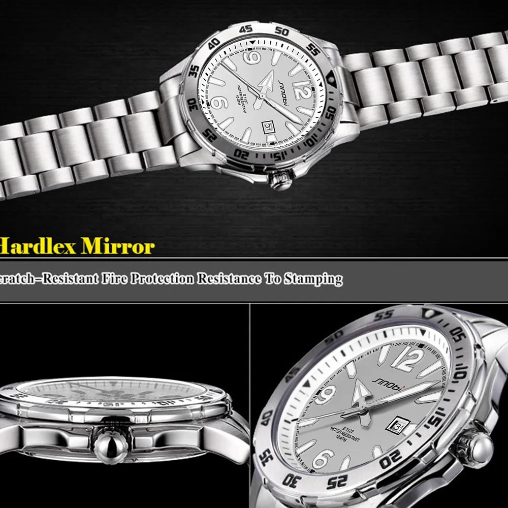 SINOBI 10 бар водонепроницаемые мужские спортивные наручные часы для дайвинга Авто Дата Топ люксовый бренд светящиеся мужчины Женева Кварцевые часы 007 часы