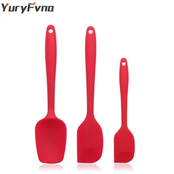 

YuryFvna 3 Pcs Silicone Spatula Set with Stainless Steel Core Baking Mixing Pastry Brush Heat-Resistant Non-stick Baking Tool