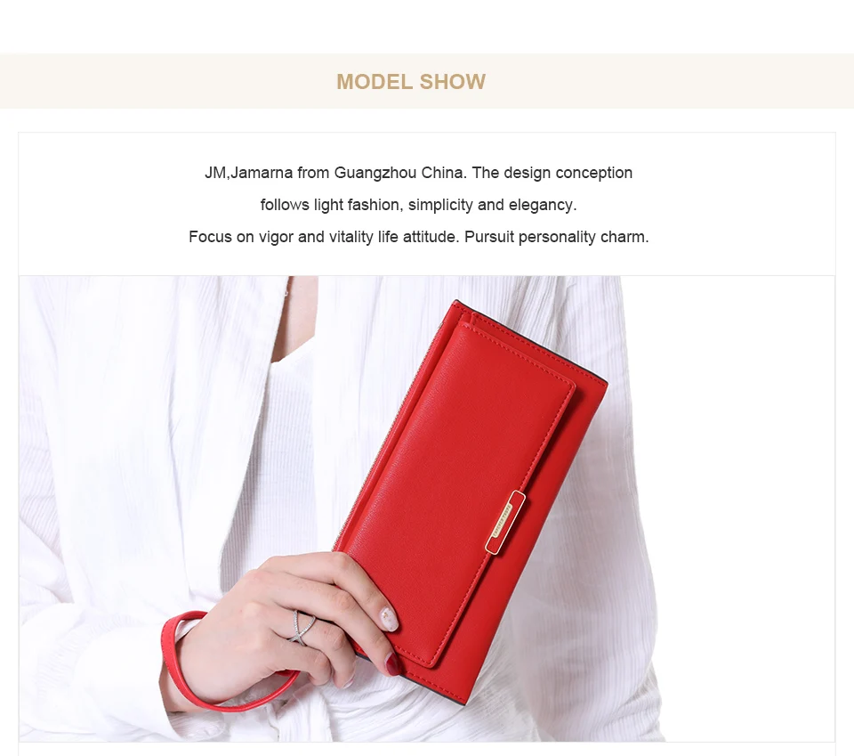 Jamarna Wallet Female PU Leather Long Clutch Women Wallet Female Women Wallets Red Zipper Phone Pocket Coin Purse Wristlet_02