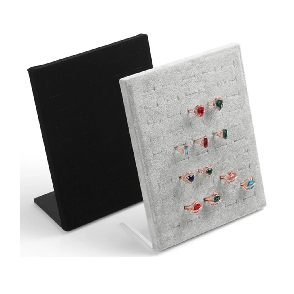Velvet 50 Insert Slots Ring Organizer Tray Pad Showcase Display Case