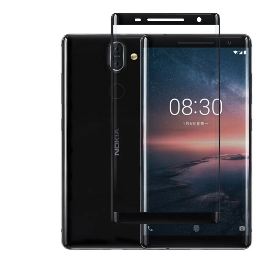 3D изогнутое закаленное стекло для Nokia 8 Sirocco полное покрытие 9H защитная пленка
