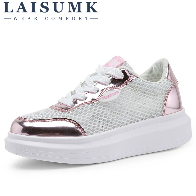 

2019 LAISUMK Woman Sneakers Canvas Shoes Platform Spring Summer Breathable Casual Sequins Slip On Lazy Shoes Woman Sneakers 40