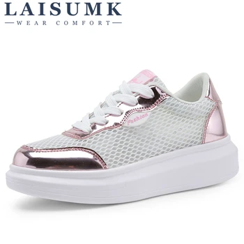 

2020 LAISUMK Woman Sneakers Canvas Shoes Platform Spring Summer Breathable Casual Sequins Slip On Lazy Shoes Woman Sneakers 40