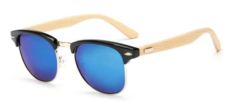 Новинка бамбуковые солнцезащитные очки мужские деревянные полурамки женские брендовые дизайнерские зеркальные оригинальные деревянные солнцезащитные очки ретро de sol masculino - Цвет линз: wood kp1505 C2