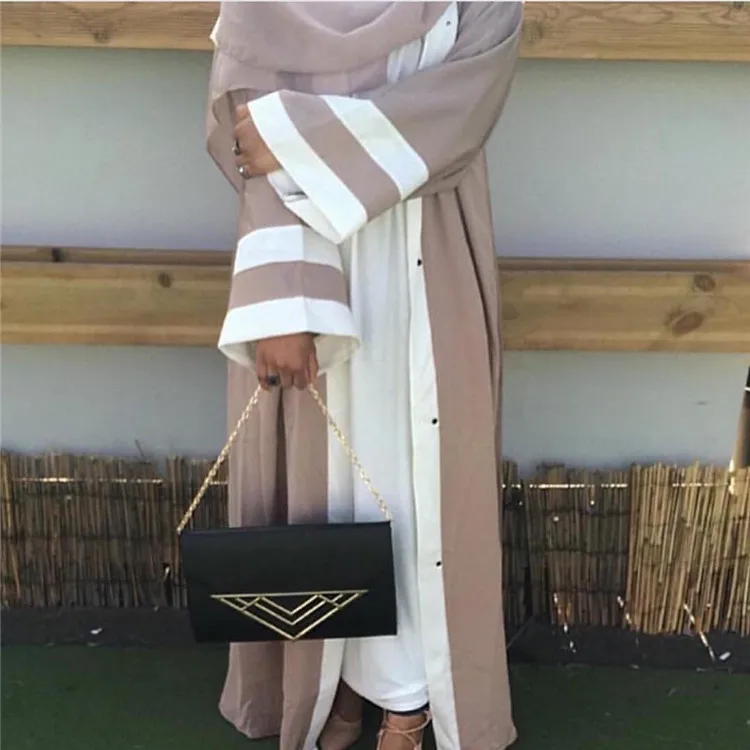 new Casual Muslim Abaya Striped Dress Scarf Cardigan Long Robes Kimono Ramadan Middle East Thobe Service Islamic Clothing