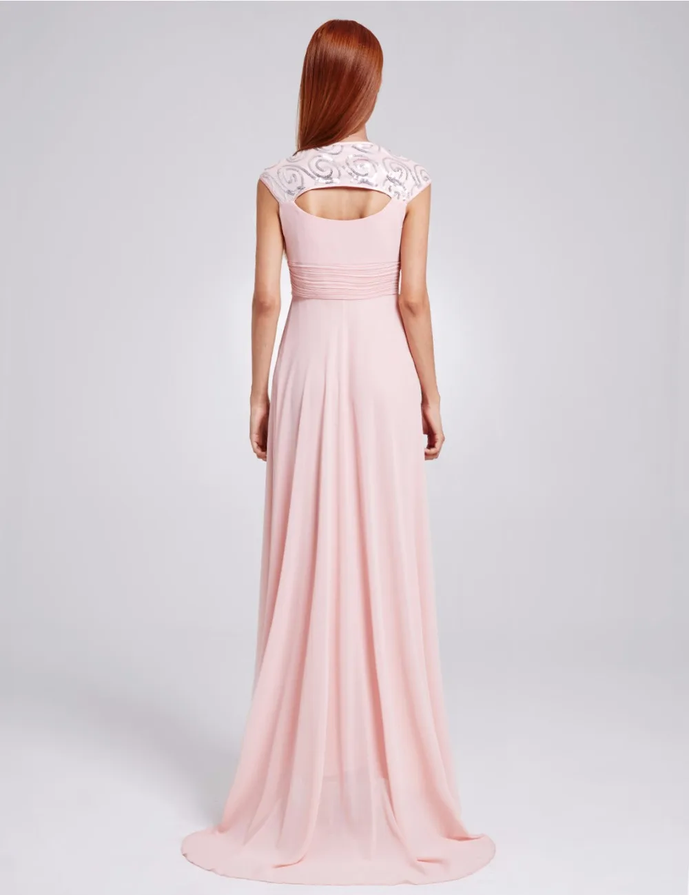 Ever Pretty женское элегантное дамское вечернее платье длинное ТРАПЕЦИЕВИДНОЕ с v-образным вырезом шифоновое без рукавов с открытой спиной розовое вечернее платье для свадьбы