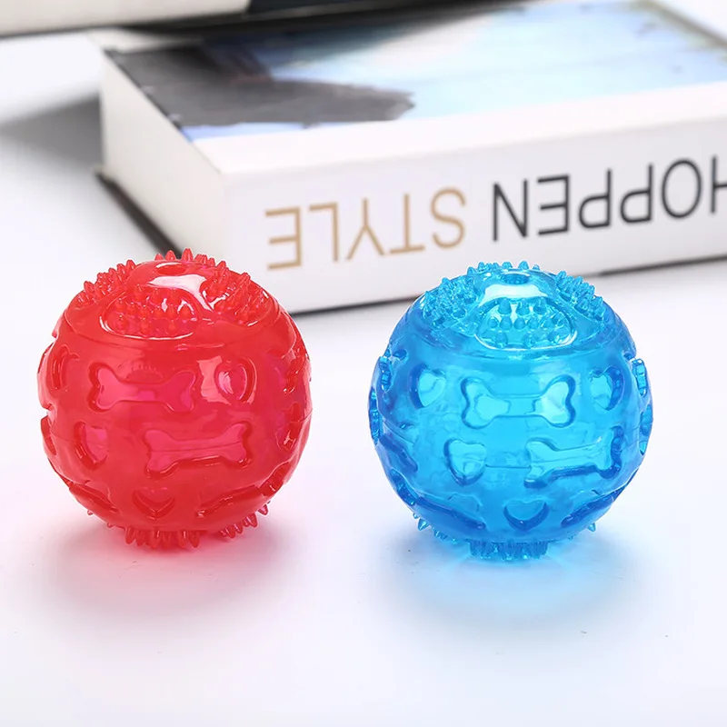 

7Cm Molar Training Dog TPRNon-toxic Dog Toy LED Luminous Footprint Rubber Balls Dog Cat Elasticity Teeth Cleaning Ball Chew Toys