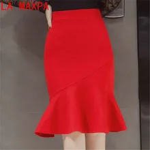 S-5XL Женская юбка-карандаш модная Ol обтягивающая юбка Деловая одежда оборки подол Русалка Стиль Плюс Размер Женская юбка офисная