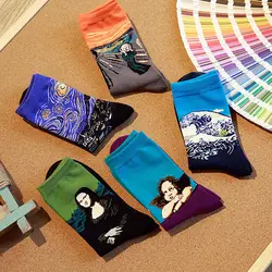 Мужские картины с изображениями женщин арт носки забавная Новинка многоцветные винтажные Ретро-носки знаменитая Живопись Искусство