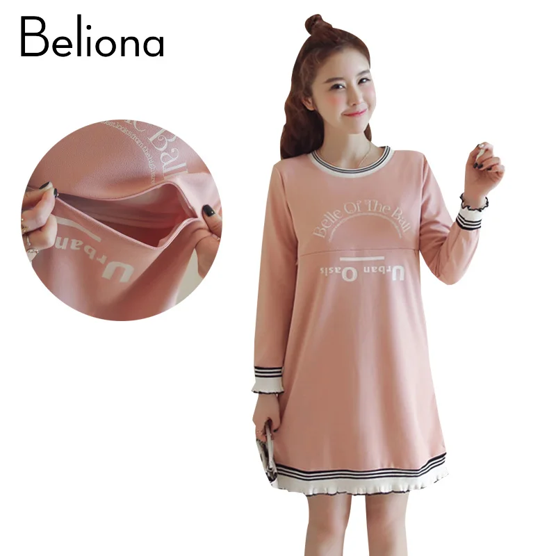 

Feeding Dress Nursing Clothes Long-sleeved Maternity Dresses for Pregnant Women Pregnancy Clothing for Breastfeeding