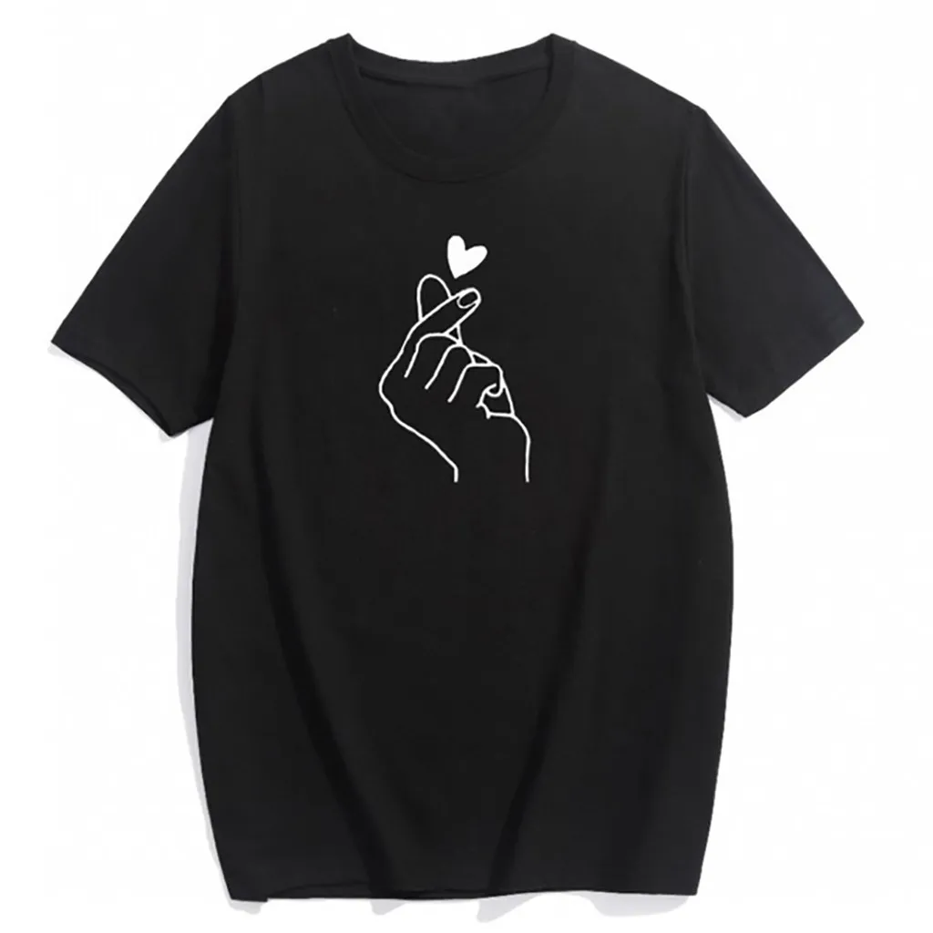 

WomenT-Shirt white black Girls Print T-Shirt Casual O-Neck Short Sleeve T Shirt Tops
