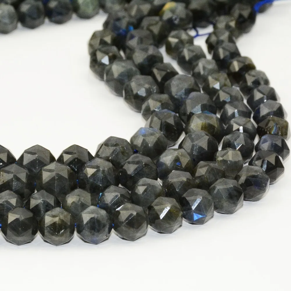 

Natural Dark Labradorite Triangle Faceted Round Beads 8mm / 10mm / 12mm