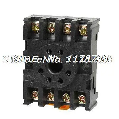 

DIN Rail Mounted 8 Round Pins Relay Holder Socket Base PF083A for MK2P-I AH2-Y