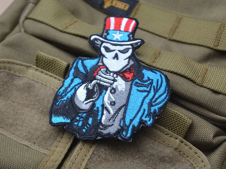 Uncle Sam значок Вышитая эмблема тактическая повязка на руку ткань боевой крюк и петля значок 2 шт