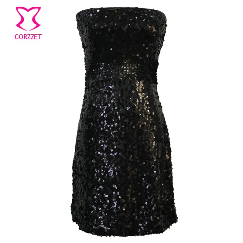 black strapless casual dress