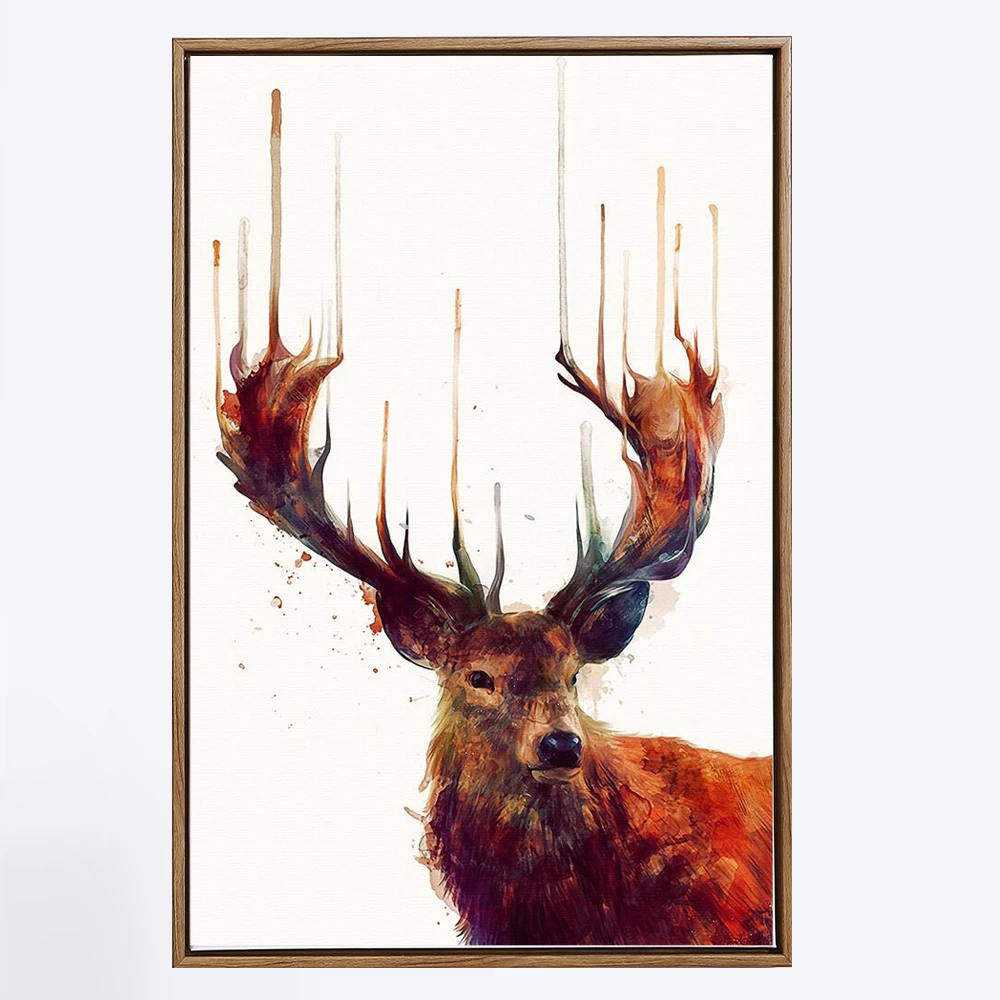 

Abstract Nordic Deer Head Pop Art Canvas Paintings Digital Printing Red Color Animals Deer Modern Home Decor Cuadros Pictures