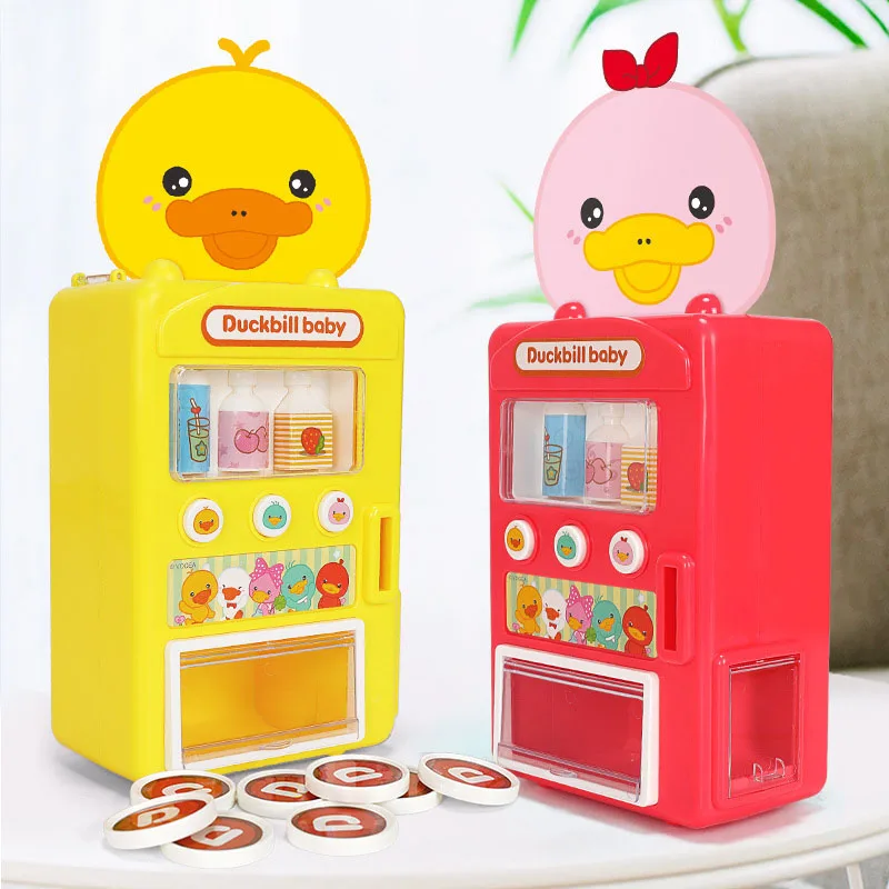 Simulation Automatic Talking Vending Machine Toys Kids Pretend Play Beverage Shopping Toys Gift Children's Play House Toy
