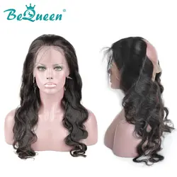 BeQueen объемная волна 360 кружевная фронтальная предварительно сорванная 100% перуанские человеческие волосы естественная линия волос с