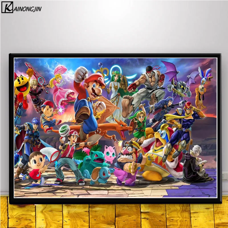 Книги по искусству плакат Super Smash Bros Ultimate аниме плакаты и принты холст настенная живопись картина номер украшения дома - Цвет: 008