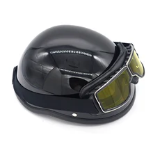 Casco clásico Retro de la motocicleta de la vendimia de FRP abierto media máscara negro/blanco