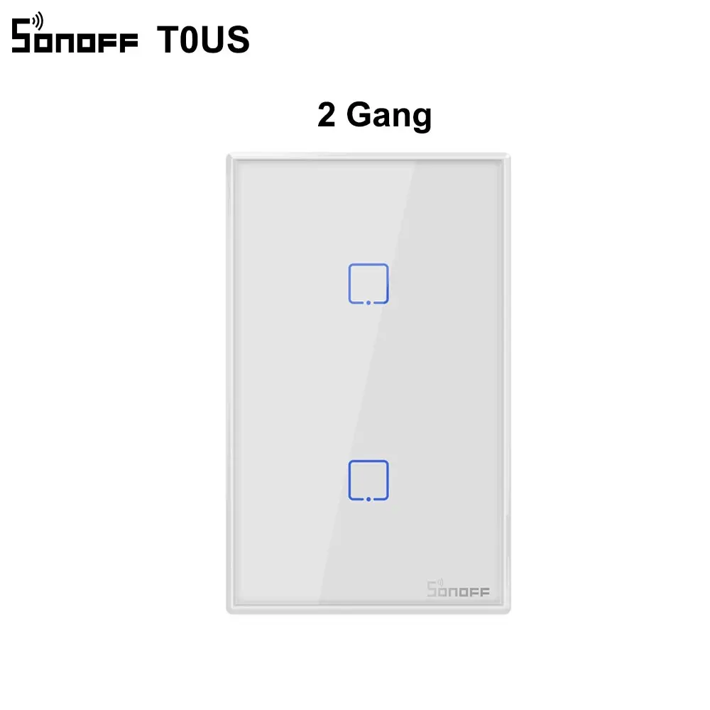 Sonoff T0 US 1 2 3 банды WiFi умный настенный сенсорный выключатель света беспроводной пульт дистанционного света контроллер для умного дома поддержка Alexa Google Home - Комплект: US 2gang