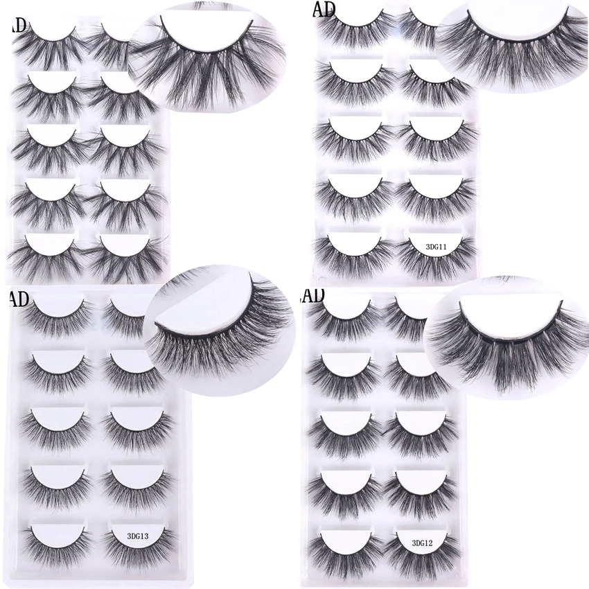 

NEW 5 pairs Handmade 3d mink lashes long False Eyelashes Cross Messy Dense Natural Eye Lashes Stage Makeup False Eyelashes