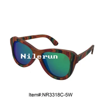 

large butterfly design green polarizing colorful candy wood sunglasses