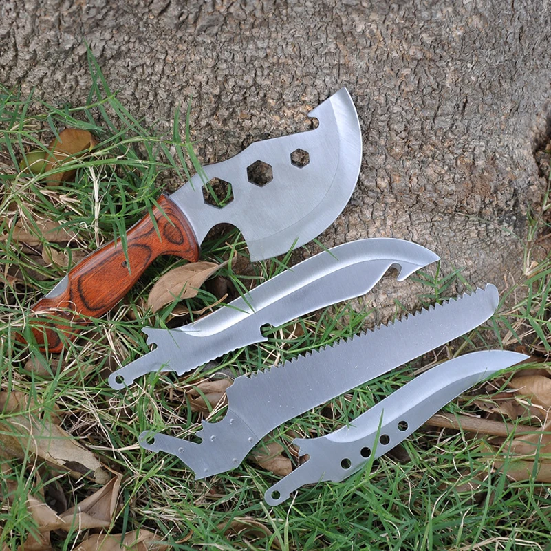 

4 pieces/lot Outdoor Multi Folding Survival Tools Knife + Axe + Wrench + Saw Camping Travel Kit Tactical Hunting Knives Machete