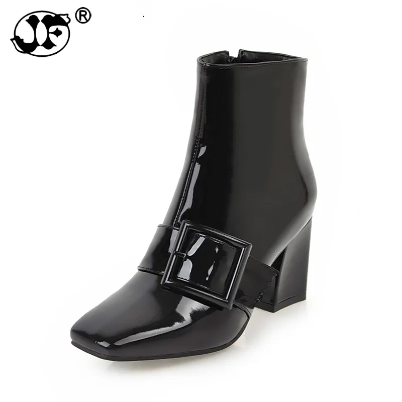 

uj09 new arrivals large size 32-43 black ankle boots woman shoes fashion square toe square heels winter boots woman shoes99