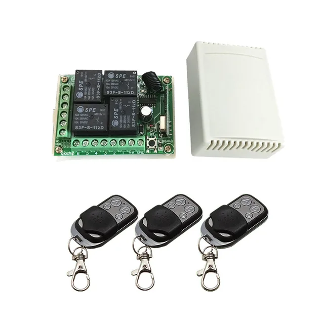 433.92 Universal Wireless Remote Control Switch DC12V 4CH relay Receiver Module and 3pcs 4 channel RF Remote 433 Mhz Transmitter