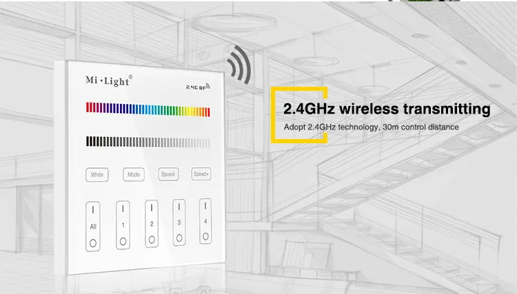 AC 110 ~ 240 В Ми свет 4-зоны RGB/RGBW Smart Панель пульт дистанционного управления T3 для ми свет RGB/RGBW/rgbww светодиодный лампы/контроллер серии