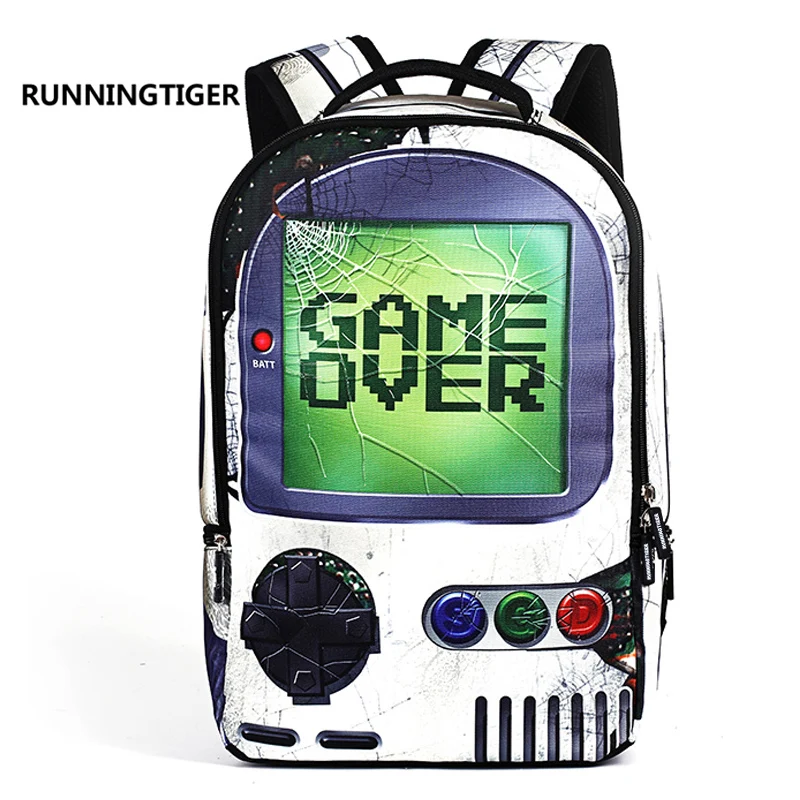 RUNNINGTIGER игровой рюкзак для мужчин модные холщовые школьные ранцы мальчиков