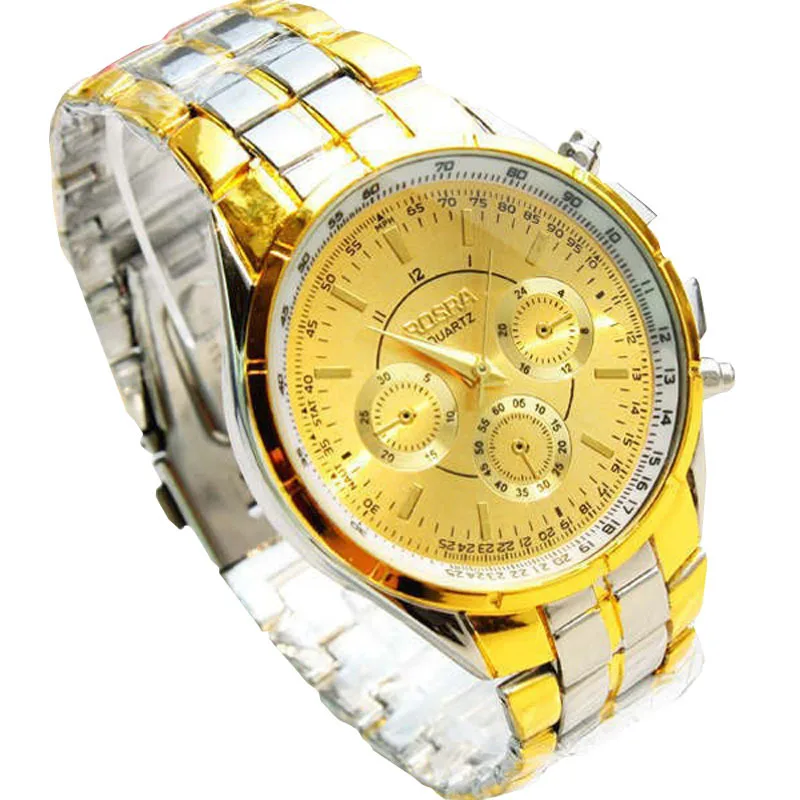 

2016 New Luxury Men Roman Numerals Watches Metal Analog Quartz Fashion Wrist Watch Round Golden Limited Gift