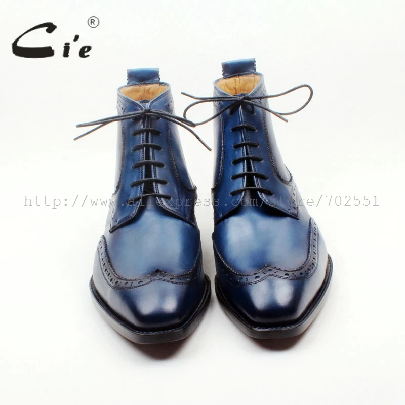 Cie/мужские ботинки Goodyear из натуральной телячьей кожи ручной работы на шнуровке с квадратным носком и крылышками ручной работы; A154