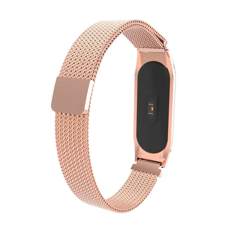 Replacement Mi Band 3 Strap Magnetic Clasp Stainless Steel Watch Band for Xiaomi Mi Band 3 Wristband Bractlet Metal Strap Black