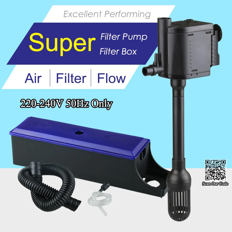 

Super Aquarium Multifunction Filter 3 in 1, Filter Box + Air Pump + Water Pump, aquarium internal filter pump, Submersible Pump
