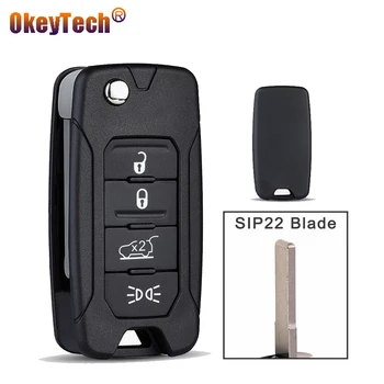 

OkeyTech New 4 Buttons Flip Folding Remote Car Key Shell Case For Jeep RENEGADE 2015 2016 2017 2018 Chevrolet Replacement Cover