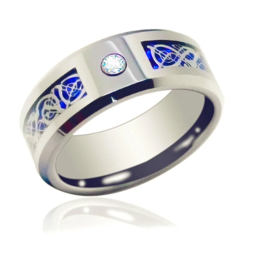6 мм вольфрама кольцо фианит декор с серебряный дракон кельтский стиль обручальные кольца для пары обручальные
