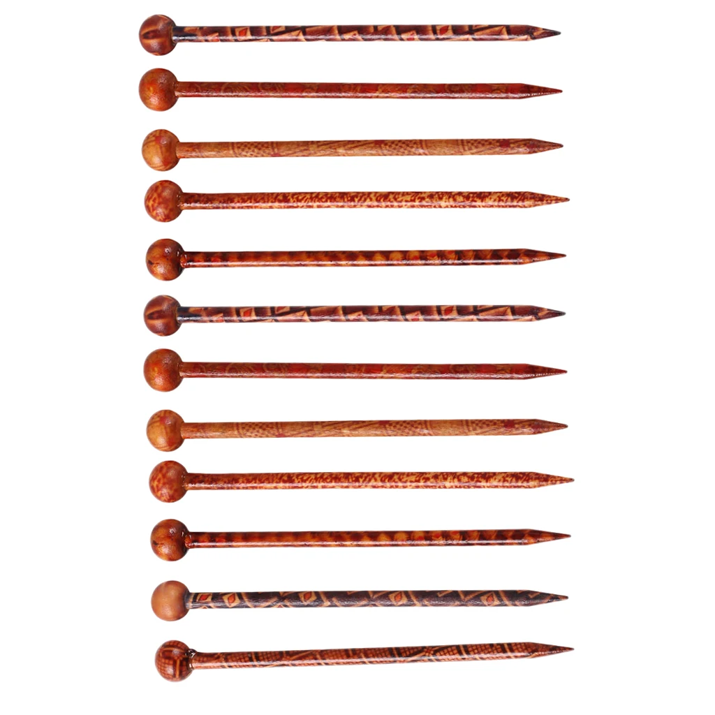 6 Pieces 5.11`` Retro Hair Sticks Printed Wood Hairpin Chopsticks Wooden Hairpin Needle Headwear Jewelry Accessorie