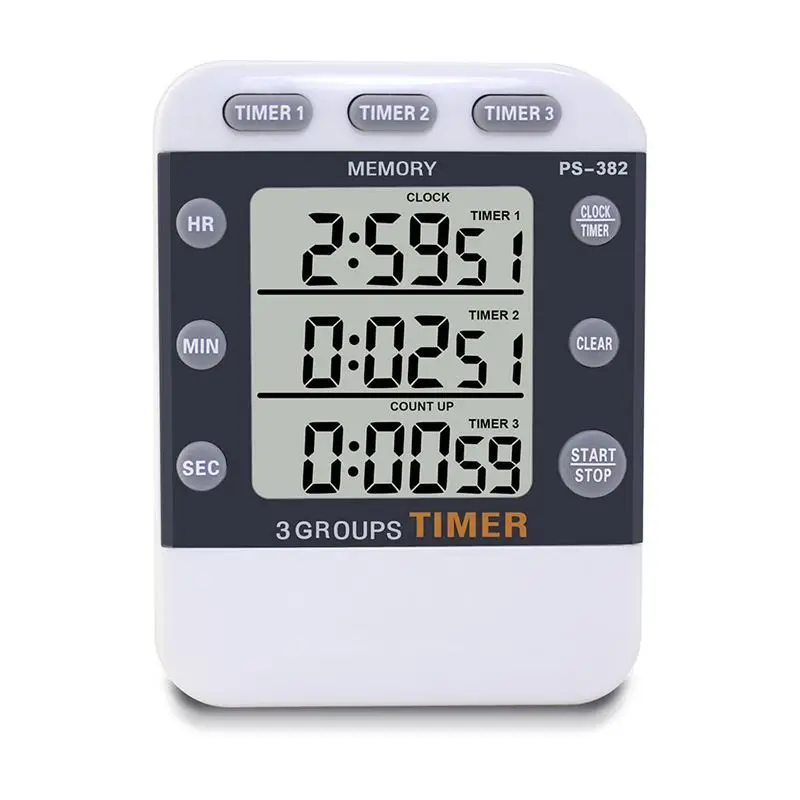 

Digital Kitchen Cooking Timer Clock,3 Channels Simultaneous Timing Countdown Up Pocket Timer, Large Led Display, Loud Alarm, M