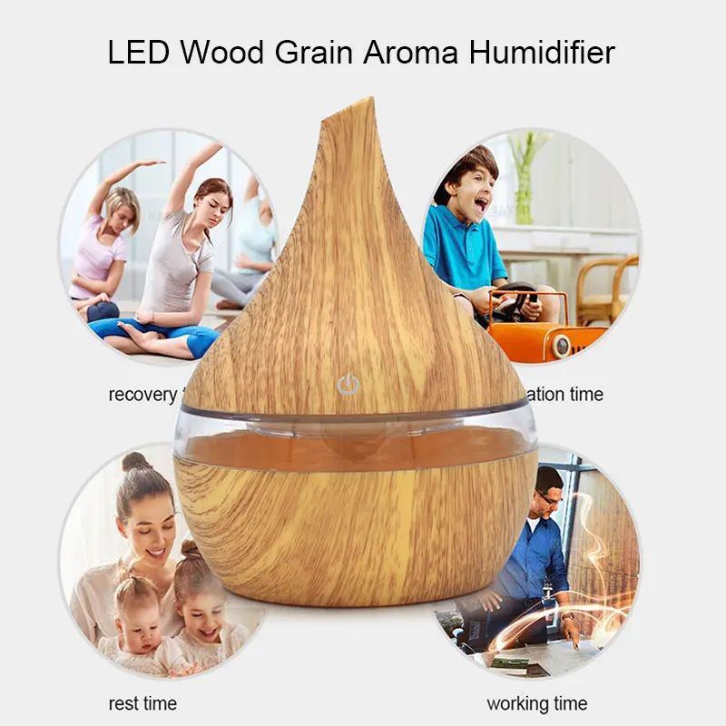 

2019 Drop Shpping Wood Grain USB Charging Aromatherapy Diffuser Air Humidifier Fashion Portable Essential Oil Airpurifier