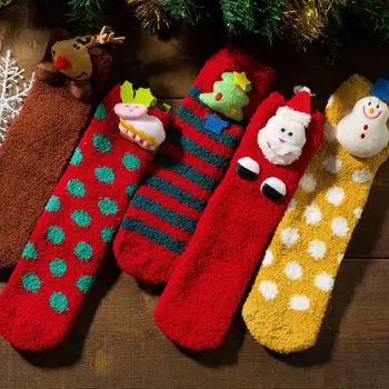 

i2u Christmas Holiday Cozy Fuzzy Crew Socks for adult Super Soft Winter warm Non Skid Hospital home bed Sleeping Socks 10 pieces